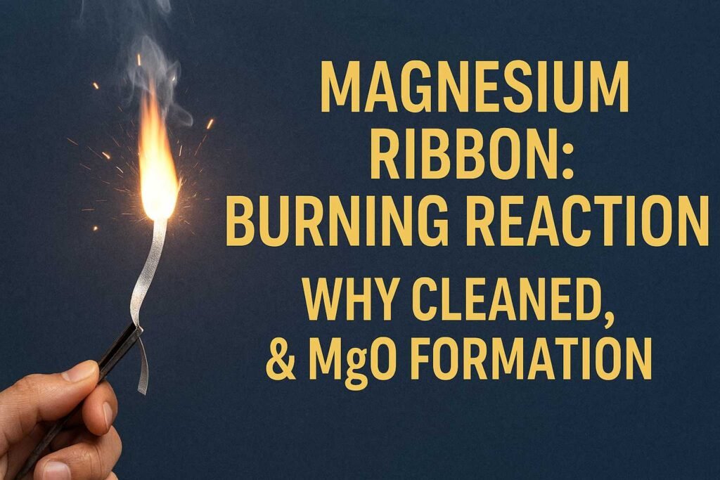Magnesium Ribbon Burning Reaction, discussing cleaning procedure and Magnesium Oxide (MgO) formation.